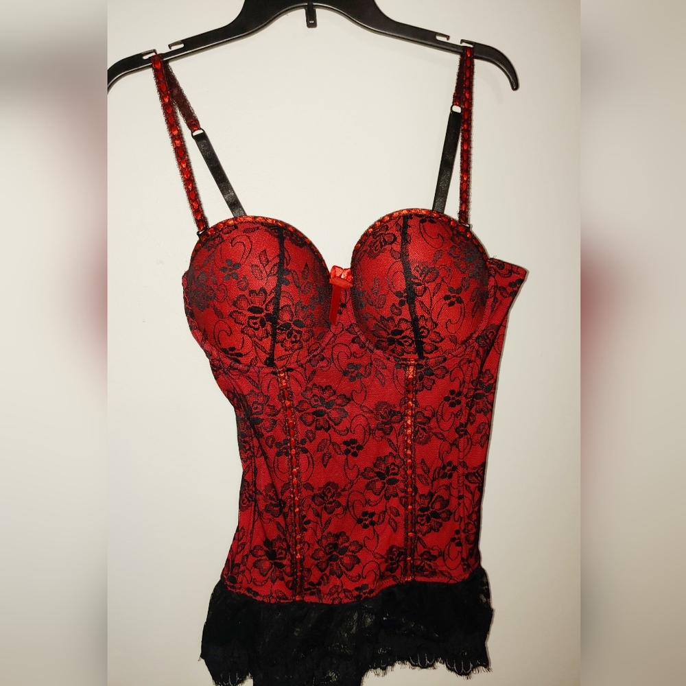 Red & black bustier